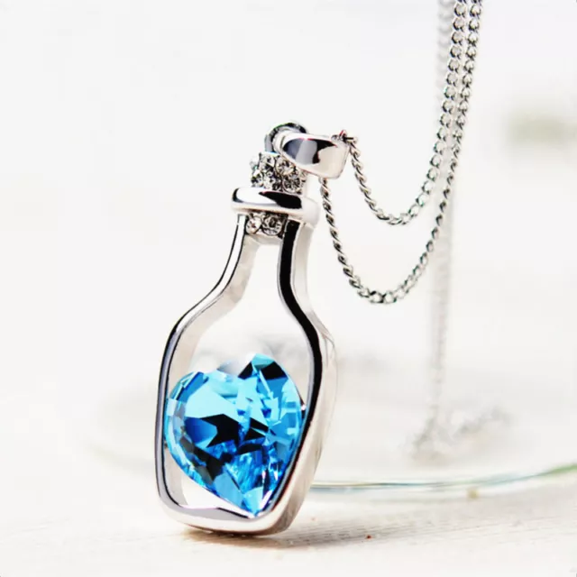 Women's Fashion Jewelry Necklace Love Drift Bottle Wine Pendant Blue Pink 14-4