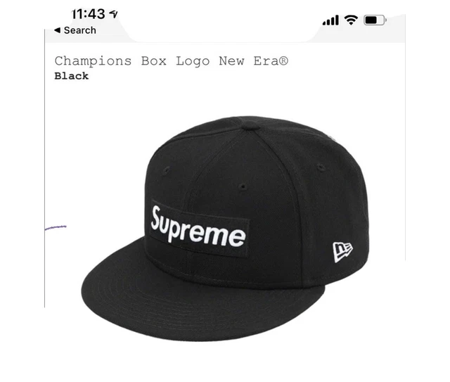 SUPREME WORLD FAMOUS Box Logo x NEW ERA Fitted Hat Cap 7 5/8 Black ...