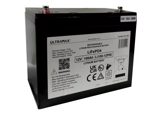 LEISURE BATTERY ULTRAMAX LI100-12, 100Ah 12V LITHIUM (PRISMATIC)