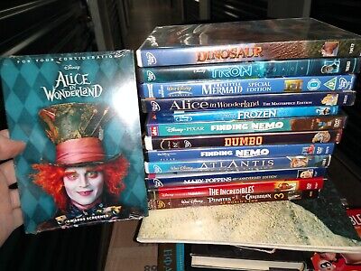 Lot Of 20 Disney Movie DVD Nemo Toy Story 1-3 Dumbo Alice Incredibles Cars Tron+