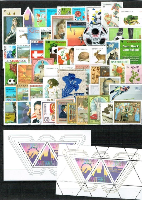 Österreich Jahrgang 2008 komplett postfrisch, Nominale 77,80 Euro