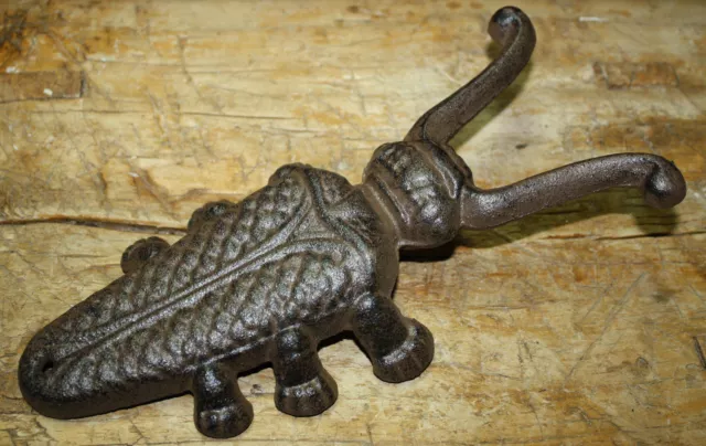 Cast Iron Antique Style BEETLE Door Stop Boot Jack Brown Finish Rustic Western