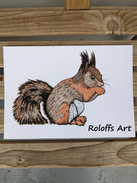 Tusche, Zeichnung, Eichhörnchen, Squirrel, Ink Drawing, Original, Unikat Roloff 2