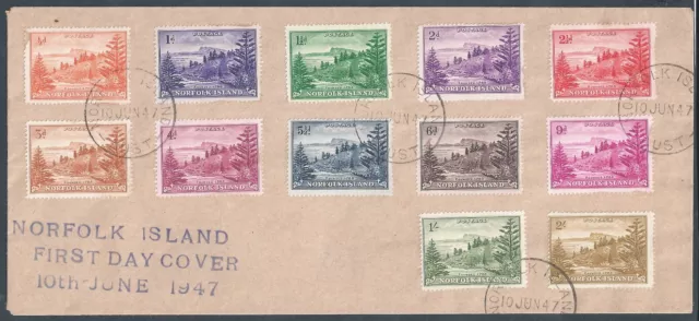 1947 Norfolk Island FDC Sc# 1 - 12 on Cover.