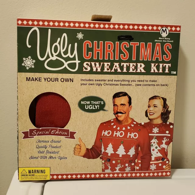 New Make Your Own Ugly Christmas Sweater Craft Kit RED Unisex Mens M