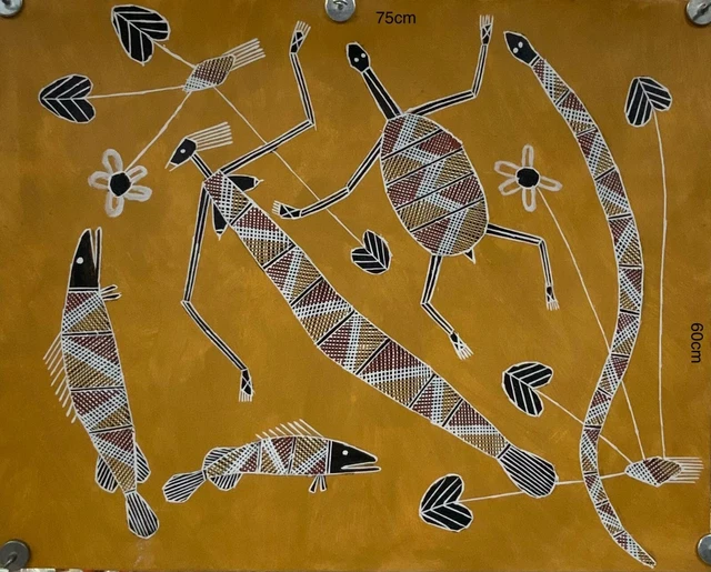 Shane Rourke SHANE ROURKE ABORIGINAL Artist Painting MIMI SPIRTS FISH TURTLE SNAKE ...