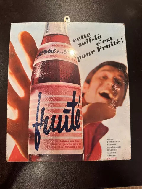 Rare Plaque Ancienne publicitaire Tôle Eau Fruité Evian Année 70