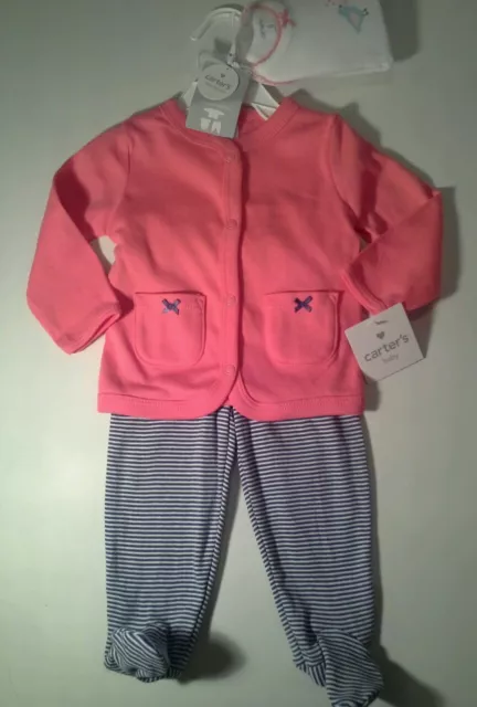 Carter's Little Layette 3 Piece Set Cardigan pants bodysuit  NWT 6 Months