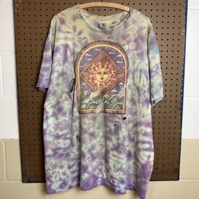 Vintage Sun Art Grateful Dead Tie Dye Faded Distressed Thrashed T-shirt 2XL Mens