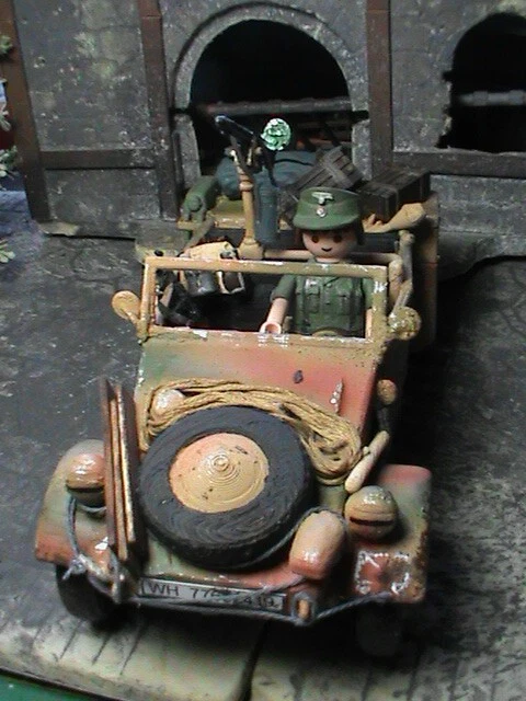 Playmobil Personnalisé - Kubelwagen + Soldat Wehrmacht - Europa 1942 - Fait Main