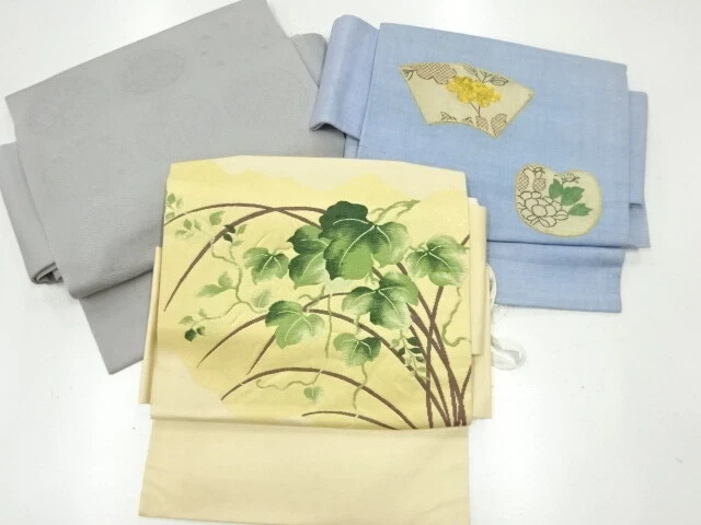 40916# Japanese Kimono / Antique Tsukuri Obi / Set Of 3