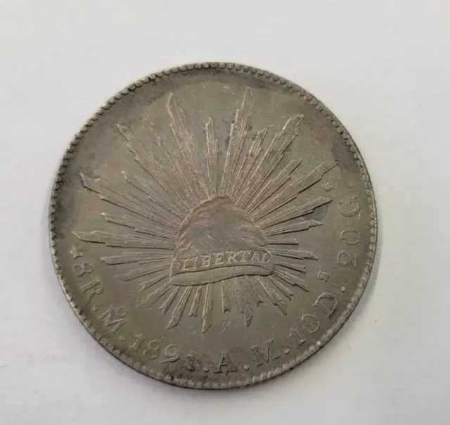1891 Mo AM .903 Silver Mexican 8 Reales Coin GREAT!!