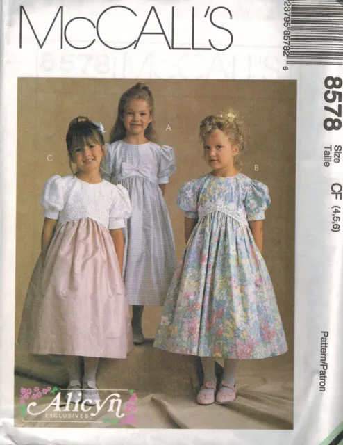 8578 UNCUT McCalls SEWING Pattern Alicyn Exclusive Little Girls Dress Party OOP