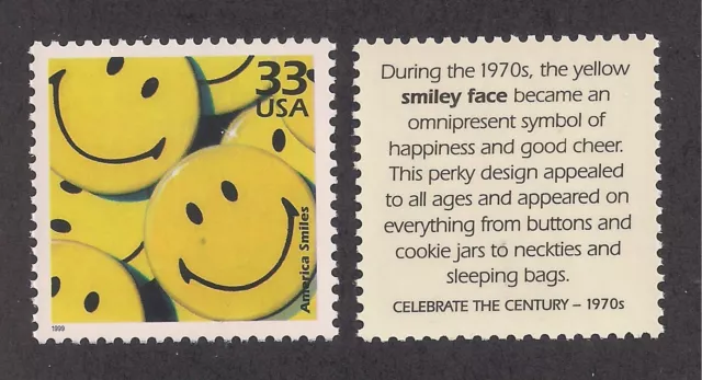 1970's SMILEY FACE BUTTONS - U.S. POSTAGE STAMP - MINT CONDITION