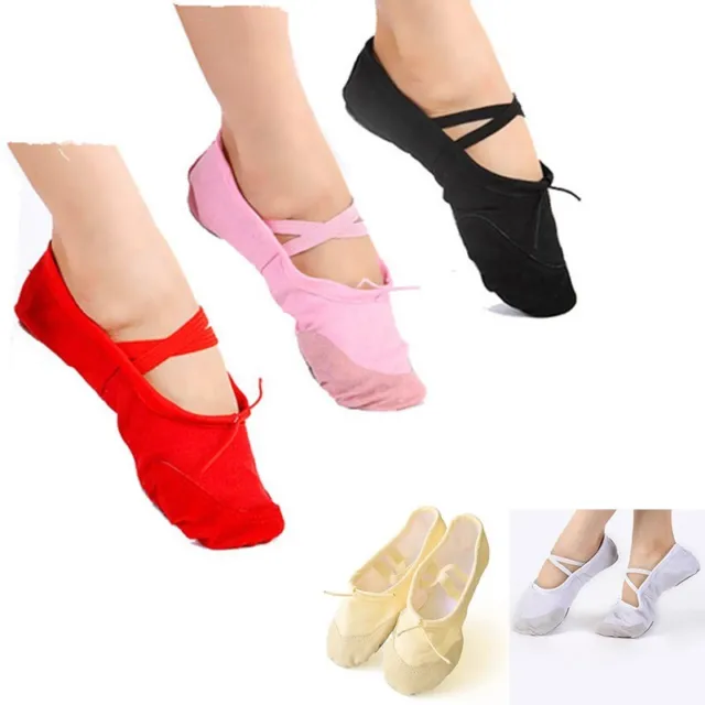 Toile fille femmes adulte ballet chaussures de danse pantoufles pointe chaussure