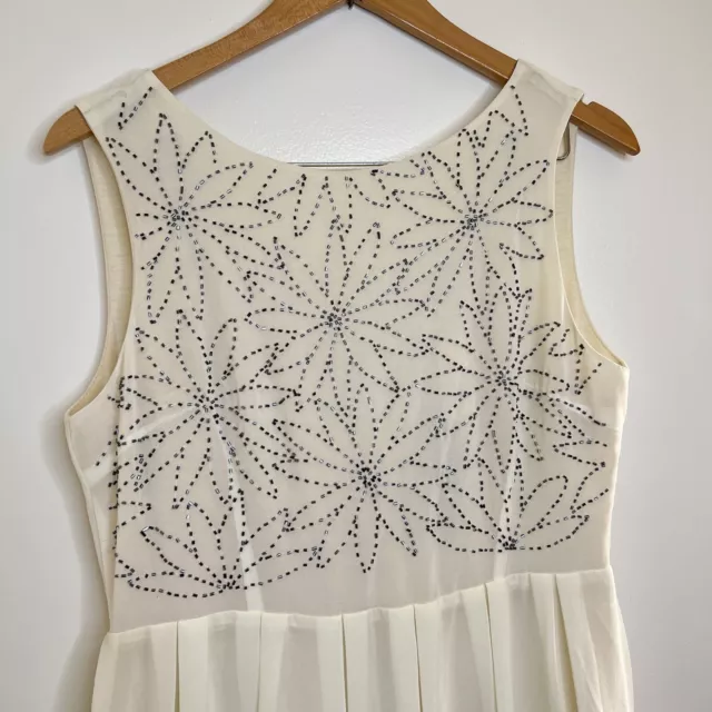 TFNC London Dress Size Large Possibly Juniors Beaded Floral Cream Sleeveless 3