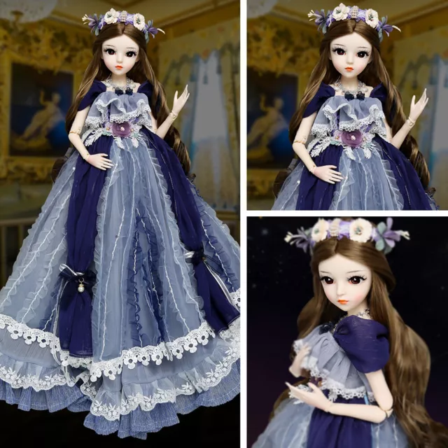 Bambola 1/3 BJD 60 cm bambola articolata 18 sfere abito da sposa abiti assemblati regalo di Natale