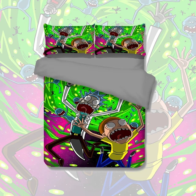 Quilt Duvet Doona Cover Set Single Double Queen Size Rick and Morty