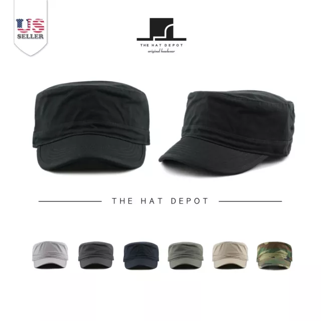 The Hat Depot Army Washed Cotton Basic Military Style Cadet Cap