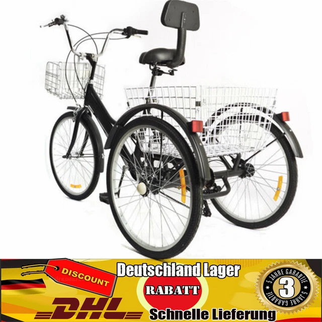 Triciclo per adulti da 24 pollici pollici Cargo Trike 6 velocà bici da