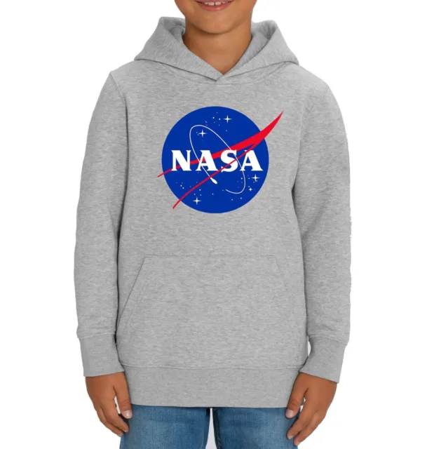 Kids Unisex Nasa Astronaut Geek Space Nerd Star Logo Science Grey Hoodie