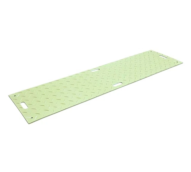 2' x 8' Polyethylene Tan Ground Protection Mat w/ Diamond Plated Tread Design