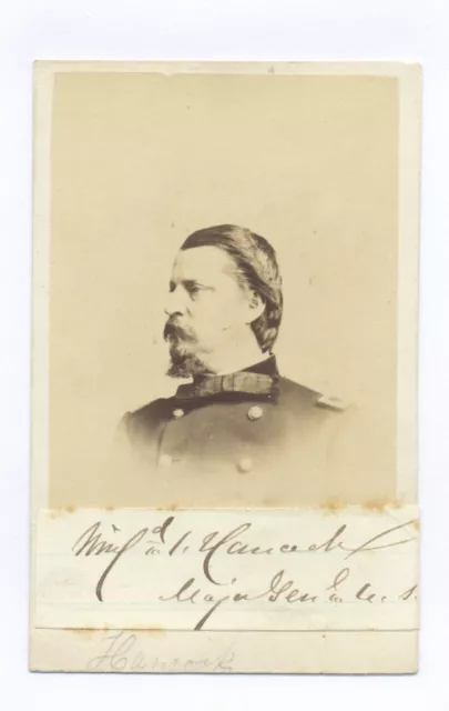 General Winfield Scott Hancock Civil War Signed Cdv  Photo From Crosman Album