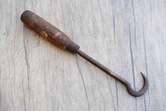 Rare Vtg shipwright seamen sailor nautical Hook hand forged maritime iron tool