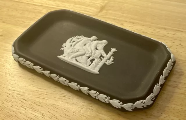 WEDGWOOD BROWN JASPERWARE OBLONG  PIN TRAY /SWEET DISH, Vintage English Pottery