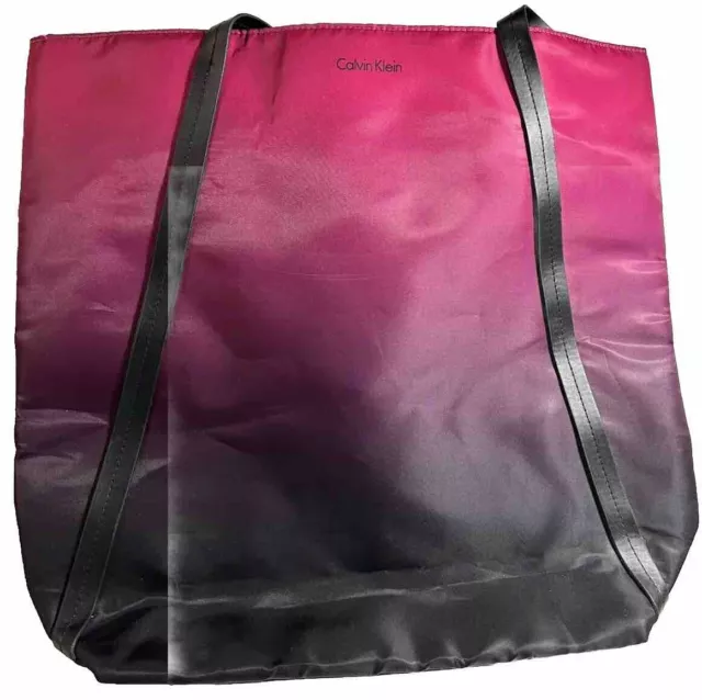 Calvin Klein Nylon Fuchsia Pink To Black Ombre Tote Bag Purse Gym Beach Shopping