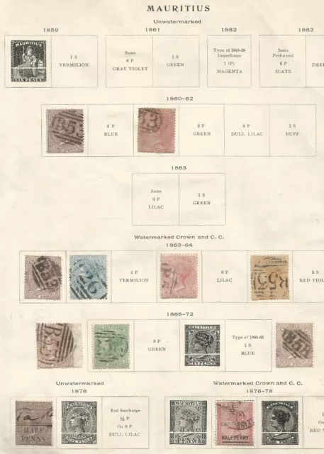 Mauritius 1860-1891, Qv, Small Collection In 3 Pages, Used (29 Stamps)