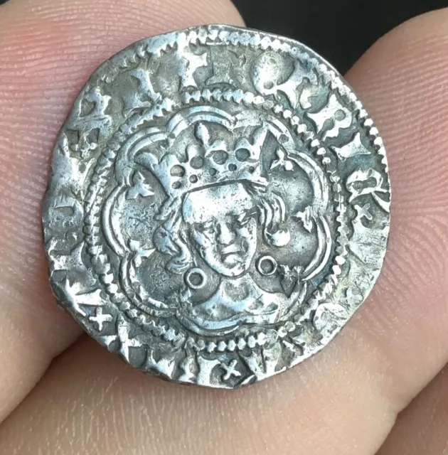 Henry VI  Half Groat English Hammered Silver 2d Coin Calais Mint VF+  #3152