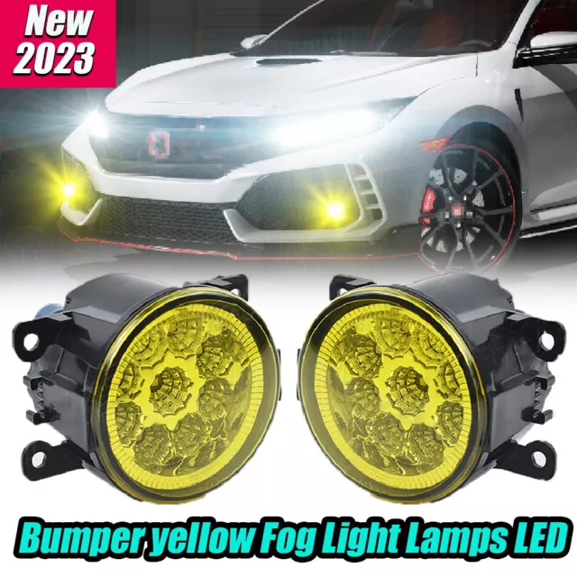 Pair yellow Fog Light Driving LED Fit 2016 2017 2018 2019 2020 2021 Honda Civic