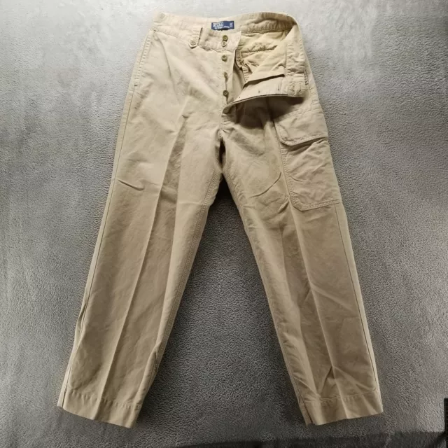 Polo Ralph Lauren Pants 32x30 Brown Cargo Straight Military Linen Button Fly