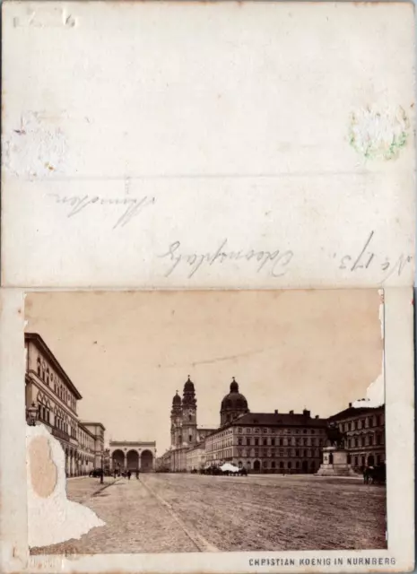 Allemagne, Deutschland, Munich, München, Odeonplatz, circa 1870 CDV vintage albu