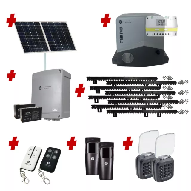 Solar OFF GRID Automatic Sliding Driveway Gate Opener 24 Volt Kit FAST Heavy ...