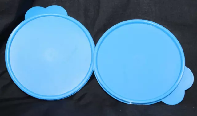 Tupperware 2 Lid 2541d  Butterfly Tab Blue   6" Replacement