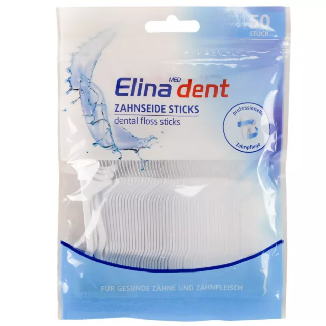 Zahnseide Sticks 50er Elina Dent Zahnstocher, Mundpflege- und Reinigungsstäbchen