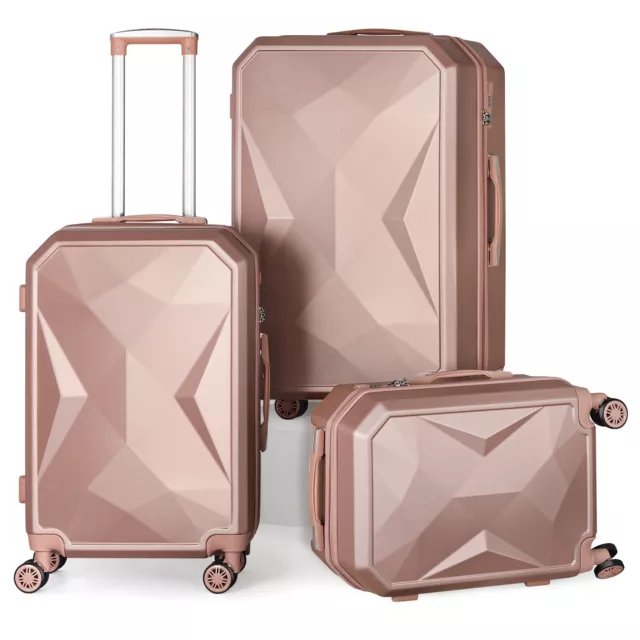 3Pcs Luggage Set ABS Trolley Spinner 20"24"28" Suitcase Hard Shell with TSA Lock