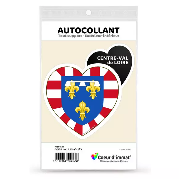 Sticker autocollant Coeur J'aime le Centre-Val de Loire - Blason