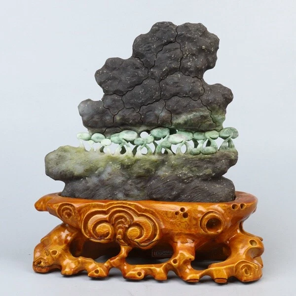 Chinese Exquisite hand-carved Plant sprouting growth carving Dushan jade Statue