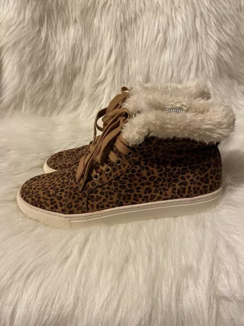 Boutique By Corkys Shoes Womens Size 10 Leopard High Tops Lace Up Sneakers