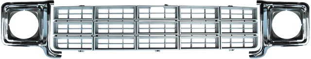 73-78 Chevy C10 Truck Silver Grille and LH & RH Chrome Headlight Bezels (Pair)
