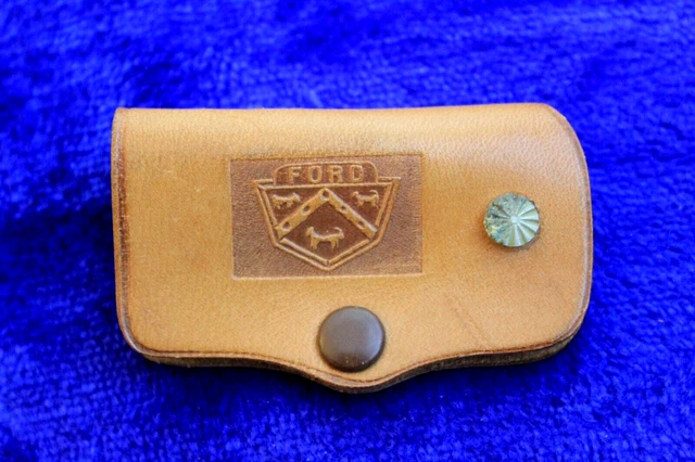 Vintage Leather Ford Crest Key Case Key Chain Fob Accessory FoMoCo Truck Galaxie