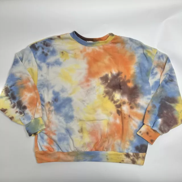 All in Favor Nordstrom Womens Size Large Tie Dye Sweatshirt Yellow Blue Orange