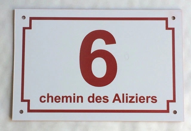 PLAQUE PVC NUMERO de rue ou de maison 150x100 mm blanche et rouge EUR 8
