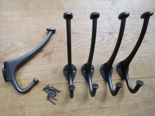 5 x KENRICK classic cast iron Rustic hat and coat hooks vintage retro victorian