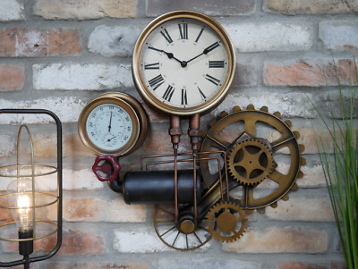 1 Industrial Retrò Orologio Da Parete condotta Repro Vintage Steampunk METAL Factory Solo 