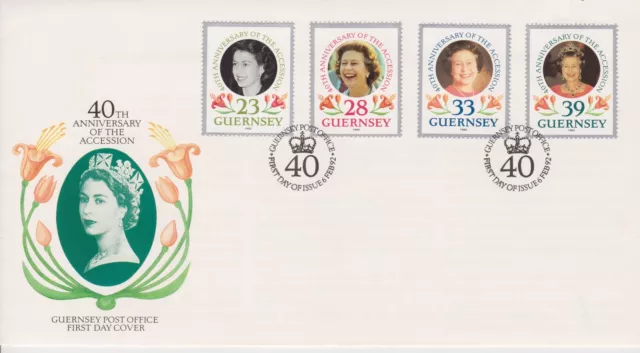 Unaddressed Guernsey FDC Cover 1992 40TH Anniversary Accession