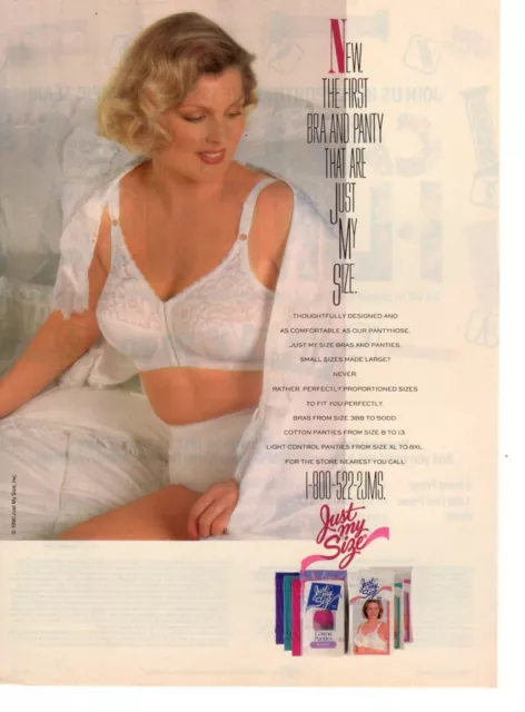 VINTAGE ADVERTISING PRINT Fashion Ad JUST MY SIZE Bra and Panty Perfect fit  1990 £9.42 - PicClick UK